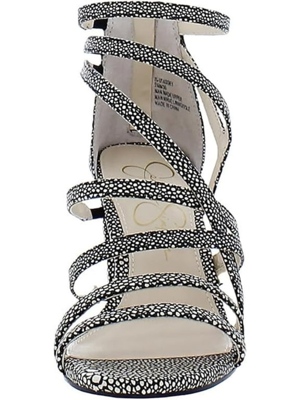 Jessica Simpson Black & White Strappy Patterned Heel Sandal
